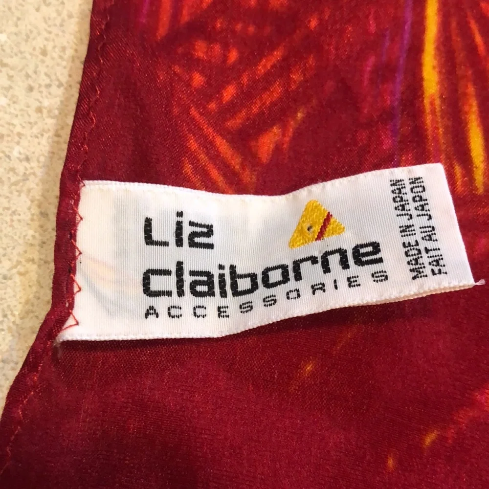 LIZ CLAIBORNE LONG SILK SCARF RED AND YELLOW